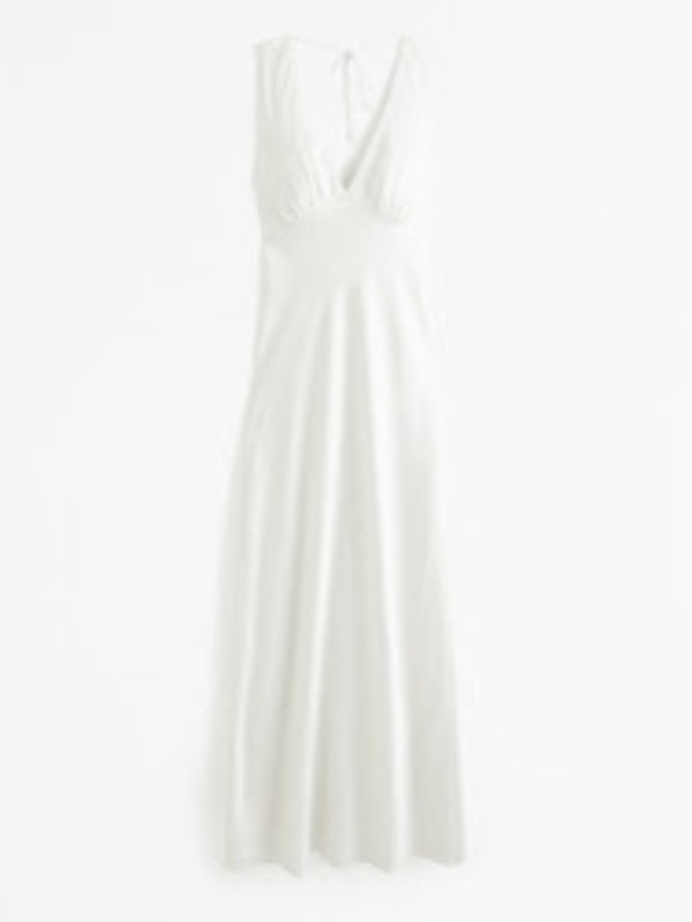 White satin plunge cowl back maxi fress